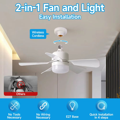1 Pack 30W Ceiling Fan Lights with Remote Control Dimming LED Fan Light E27 Base Suitable for Living Room Kitchen Study Garage