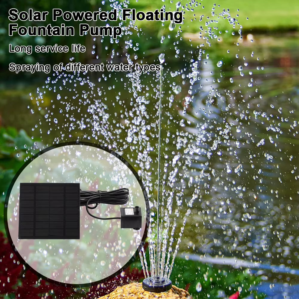1.2W Solar Powered Fountain Water Pump 200L/h with 6 Nozzles Solar Fountain for Bird Bath Ponds Garden Fish Tank