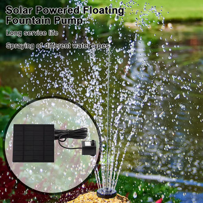 1.2W Solar Powered Fountain Water Pump 200L/h with 6 Nozzles Solar Fountain for Bird Bath Ponds Garden Fish Tank