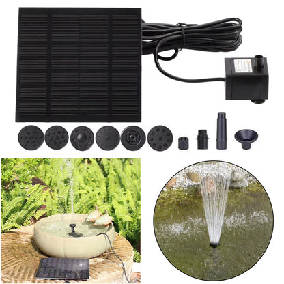 1.2W Solar Powered Fountain Water Pump 200L/h with 6 Nozzles Solar Fountain for Bird Bath Ponds Garden Fish Tank